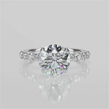 Stunning 2.0 CT Round Moissanite Engagement Ring with Pave Design 4