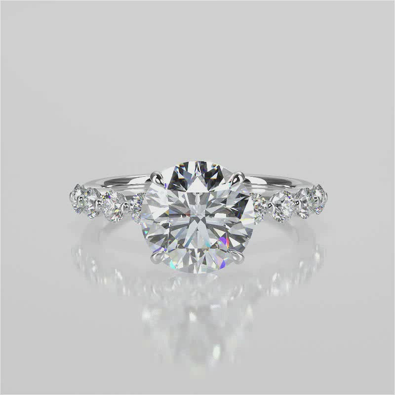 Stunning 2.0 CT Round Moissanite Engagement Ring with Pave Design 4