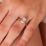 Stunning 1.0 CT Emerald Moissanite Engagement Ring with Hidden Halo Design 3