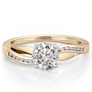 Stunning 0.50-1.50 CT Round Moissanite Engagement Ring With Two Tone & Twisted Pave Design