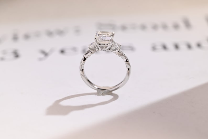 Stunning 1.0 - 2.0 CT Asscher Moissanite Engagement Ring With Twisted Pave Design 8