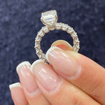 Stunning 2.0 CT Emerald Cut Moissanite Engagement Ring with Pave Design 7