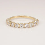 Stunning 0.4 TCW Round Moissanite Stone Half Eternity Wedding Band 1