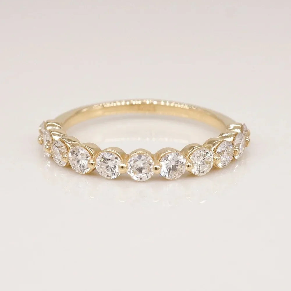 Stunning 0.4 TCW Round Moissanite Stone Half Eternity Wedding Band 1