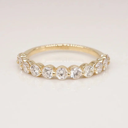 Stunning 0.4 TCW Round Moissanite Stone Half Eternity Wedding Band 1