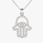 0.05 CT Round Moissanite Diamond Evil Eye Pendant Necklace in Solid Gold 2