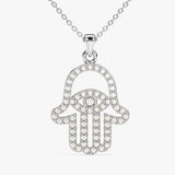 0.05 CT Round Moissanite Diamond Evil Eye Pendant Necklace in Solid Gold 2