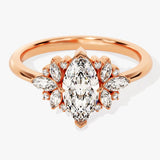 Stunning 1.0-1.50 CT Marquise Moissanite Engagement Ring with Cluster Design 5