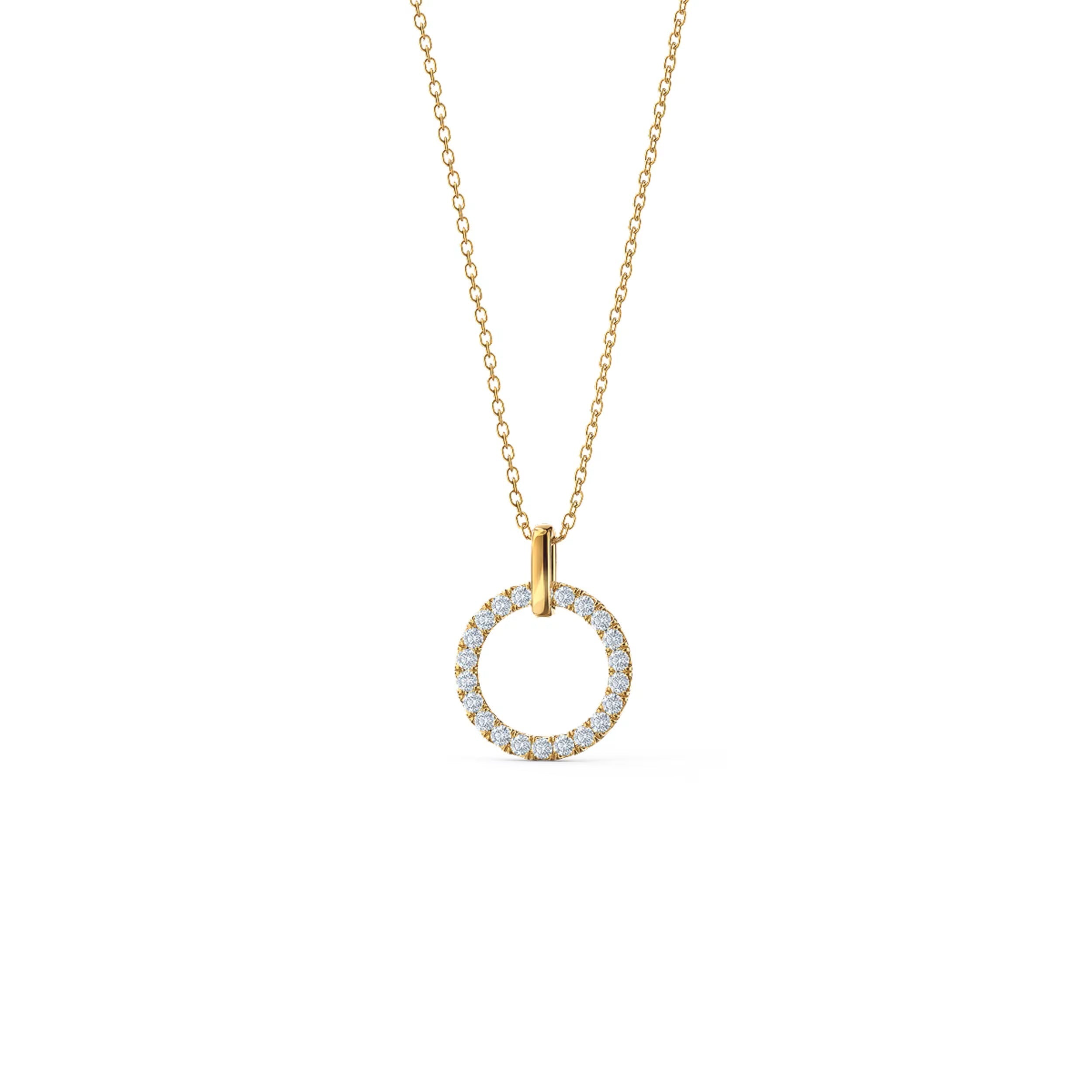 0.80 TCW Round Moissanite Diamond Circle Pendant Necklace in Solid Gold 4