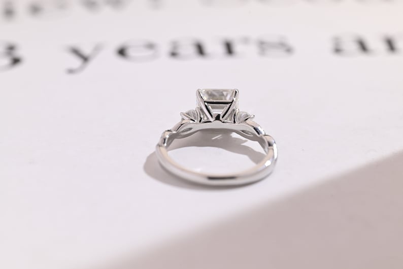 Stunning 1.0 - 2.0 CT Asscher Moissanite Engagement Ring With Twisted Pave Design 3