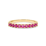 1.1 TCW Round Ruby Lab Made Diamond- July Birthstone Half Eternity Wedding Band 5