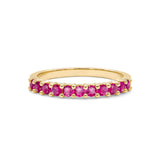 1.1 TCW Round Ruby Lab Made Diamond- July Birthstone Half Eternity Wedding Band 5