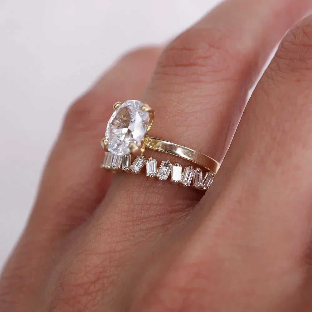 Stunning 0.63 TCW Baguette Moissanite Stone Half Eternity Wedding Band 2