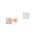1.0 TCW Princess Shape Moissanite Stud Earrings in Gold 5
