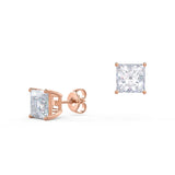 1.0 TCW Princess Shape Moissanite Stud Earrings in Gold 5