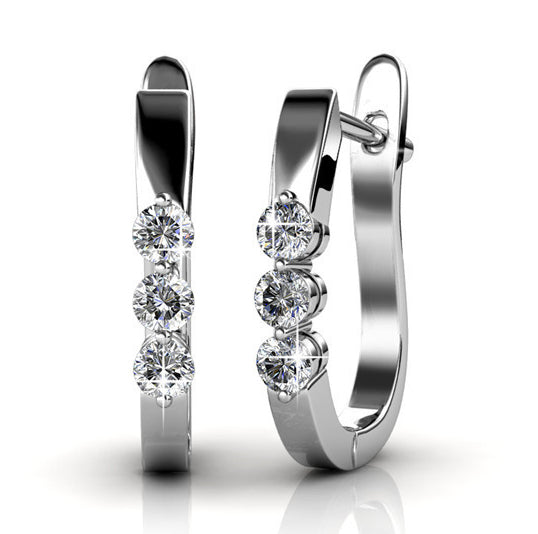 Round Cut Cubic Zirconia in 925 Sterling Silver Earrings 5