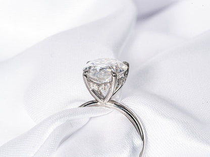 Stunning 5.0 CT Pear Cut Moissanite Engagement Ring with Hidden Halo Design 5