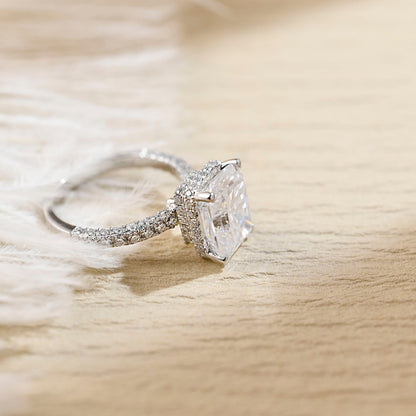 Stunning 3.0 CT Radiant Moissanite Engagement Ring with Pave & Hidden Halo Design 7