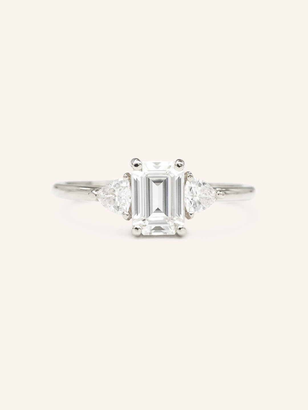Stunning 2 CT Emerald Moissanite Engagement Ring with Three Stone Design 4