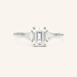 Stunning 2 CT Emerald Moissanite Engagement Ring with Three Stone Design 4