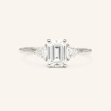 Stunning 2 CT Emerald Moissanite Engagement Ring with Three Stone Design 4