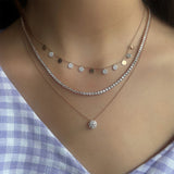 0.50 TCW Round Moissanite Diamond Gold Disc Dangler Necklace in Solid Gold 9