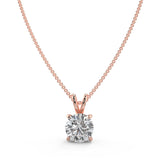 1.0 CT Round Moissanite Diamond Solitaire Pendant Necklace in Solid Gold 8