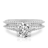 Stunning 1.0- 2.0 CT Round Moissanite Engagement Ring with Split Shank Pave Design 2