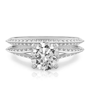 Stunning 1.0- 2.0 CT Round Moissanite Engagement Ring with Split Shank Pave Design