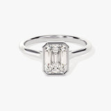 Stunning 1.0-2.0 CT Emerald Moissanite Engagement Ring with Bezel Design 4
