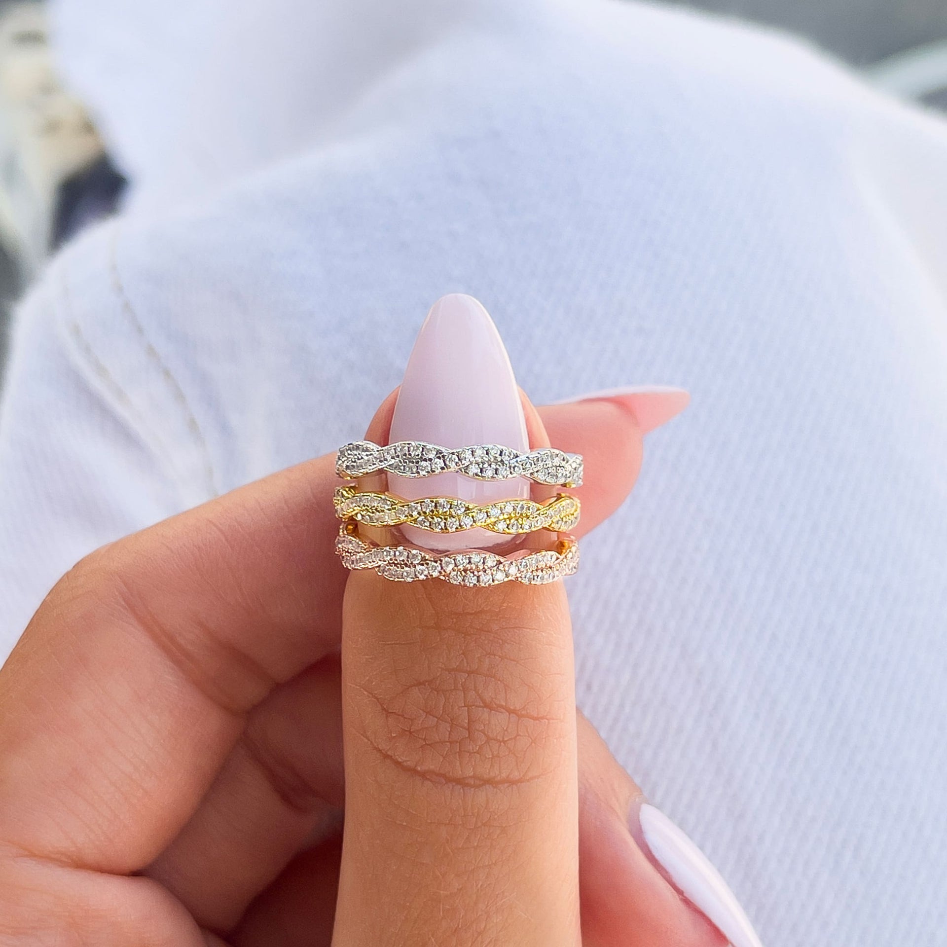 Stunning 0.4 TCW Round Moissanite Stones in Full Eternity Wedding Band 6