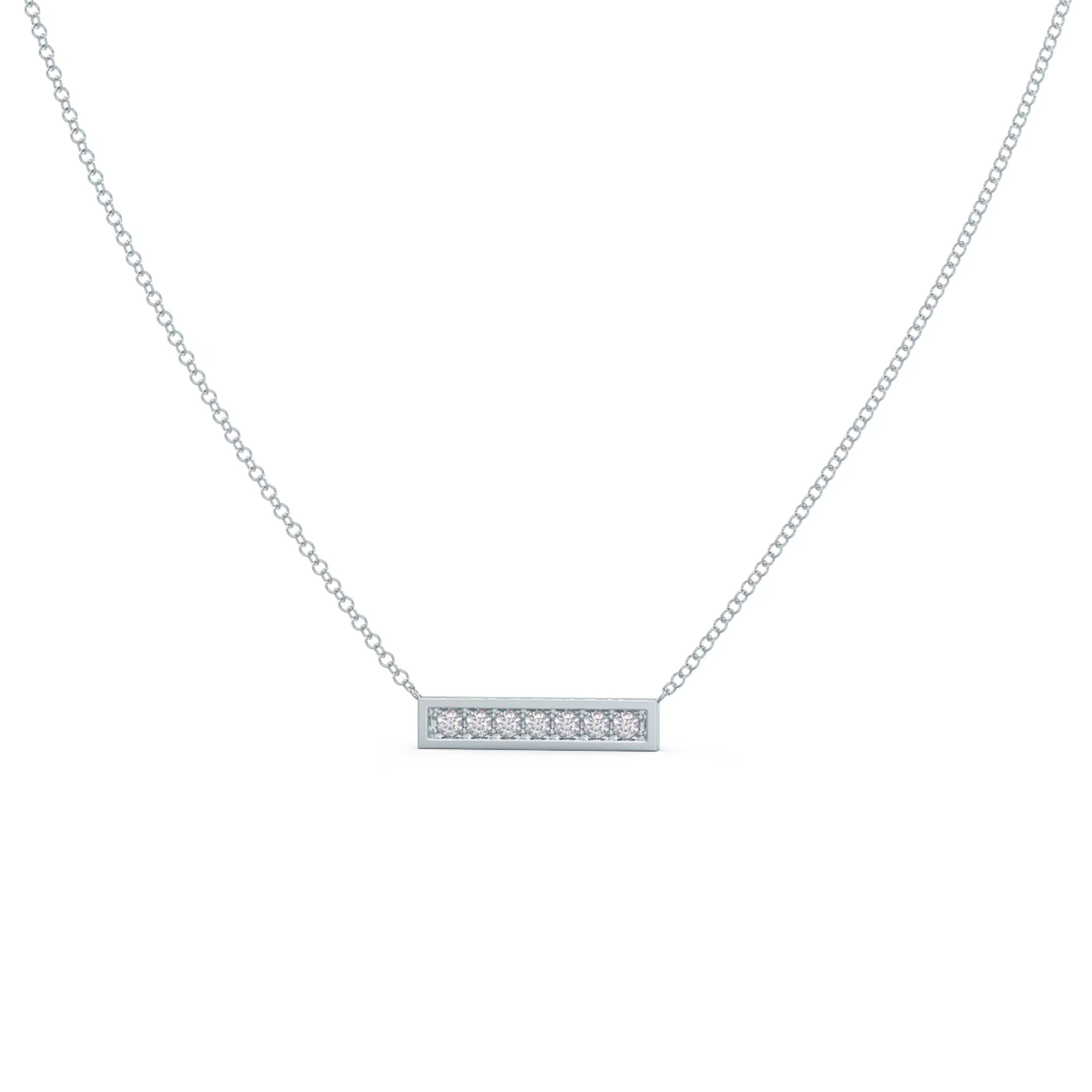 0.30 TCW Round Moissanite Diamond Bar Pendant Necklace in Solid Gold 6