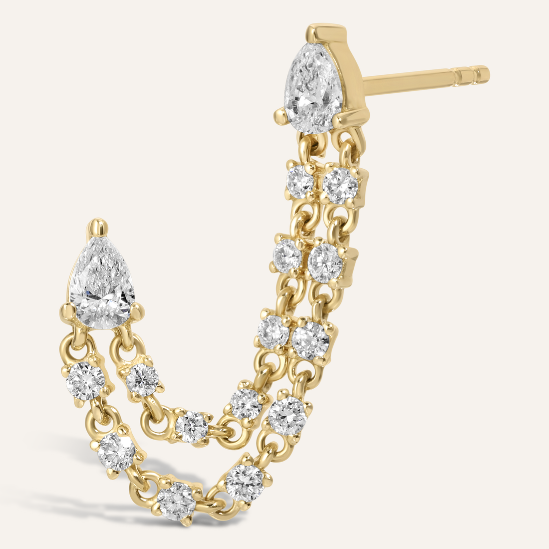 0.50 TCW Pear & Round Cut Moissanite Double Piercing Earrings in Gold 1