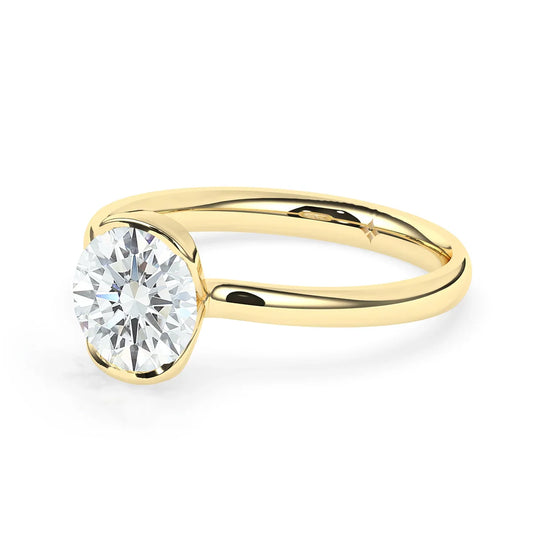 Stunning 2.0 CT Round Moissanite Engagement Ring with Half Bezel Design 2