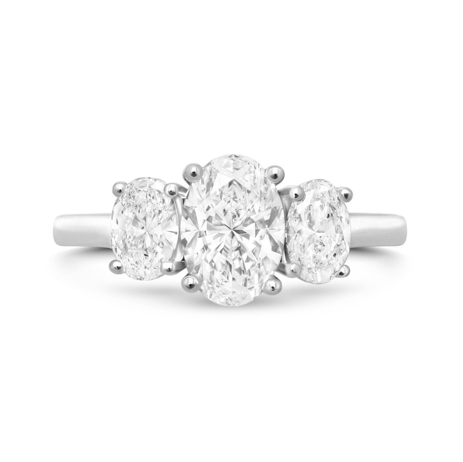 Stunning 0.6 CT Oval Moissanite Stones Three Stones Wedding Band 1