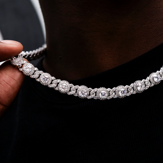 30 CT Round Moissanite Diamond Iced Cuban Silver Necklace For Him 2