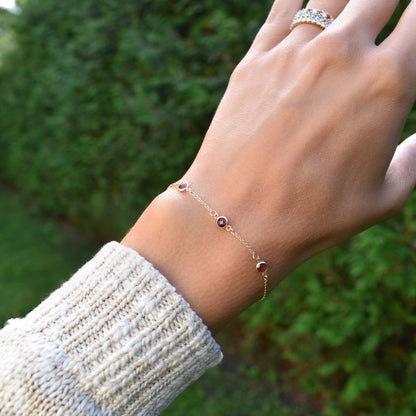 0.75 TCW Round Garnet Lab Made Diamond-January Birthstone Bracelet 6