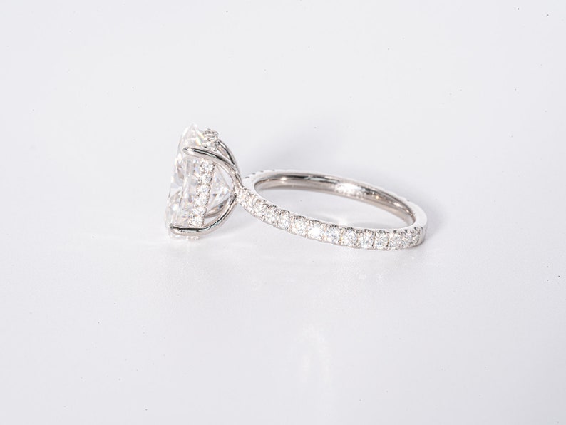 Stunning 3.50 CT Oval Cut Moissanite Engagement Ring with Hidden Halo & Pave Design 5