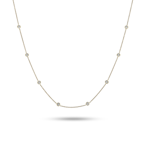 0.50 TCW Round Moissanite Diamond Bezel Necklace in Solid Gold