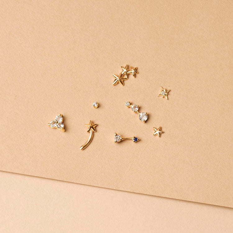 0.40 TCW Round Cut Moissanite Climber Earrings in Gold 4