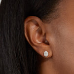 2.0 TCW Round & Baguette Cut Moissanite Cluster Studs Earrings in Gold 2