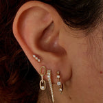 0.10 TCW Round Cut Moissanite Lined Up Drop Earrings in Gold 2