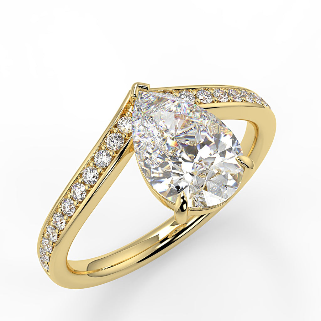 Stunning 1.35 CT Pear Moissanite Engagement Ring with Tiara Design 1