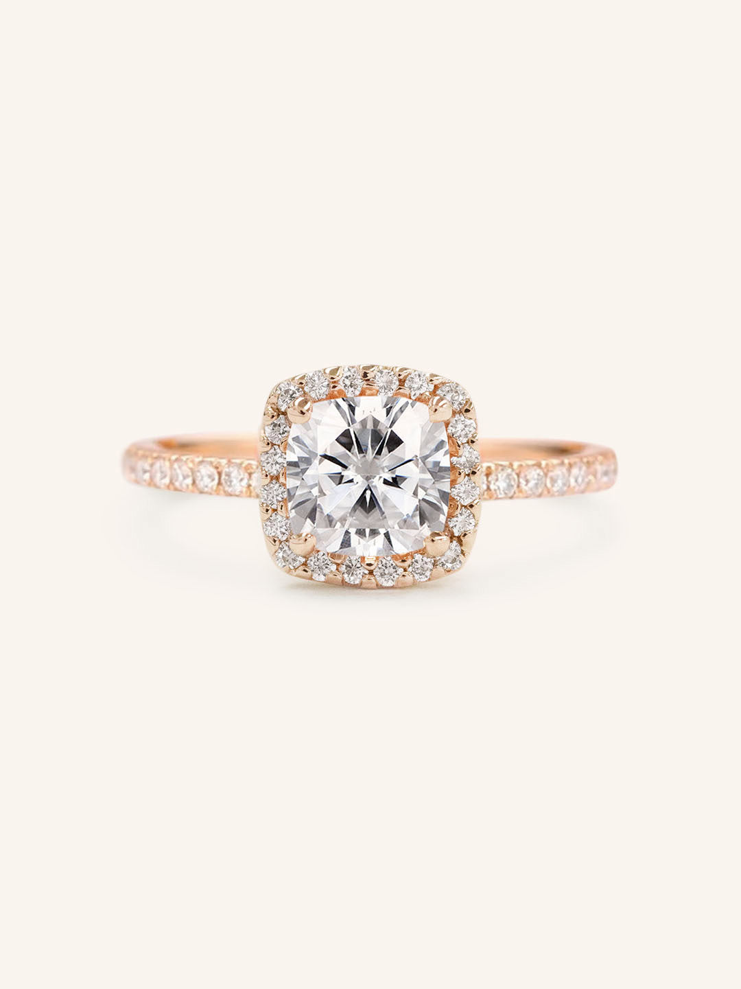 Stunning 1 CT Cushion Moissanite Engagement Ring With Halo & Pave Design 5