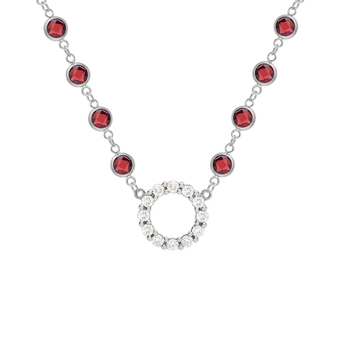 13.5 TCW Round Garnet Lab Made Diamond- January Birthstone Necklace 7