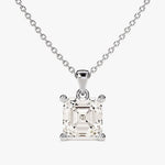 1.0 CT Asscher Moissanite Diamond solitaire Pendant Necklace in Solid Gold 2