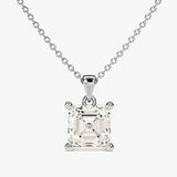 1.0 CT Asscher Moissanite Diamond solitaire Pendant Necklace in Solid Gold 2