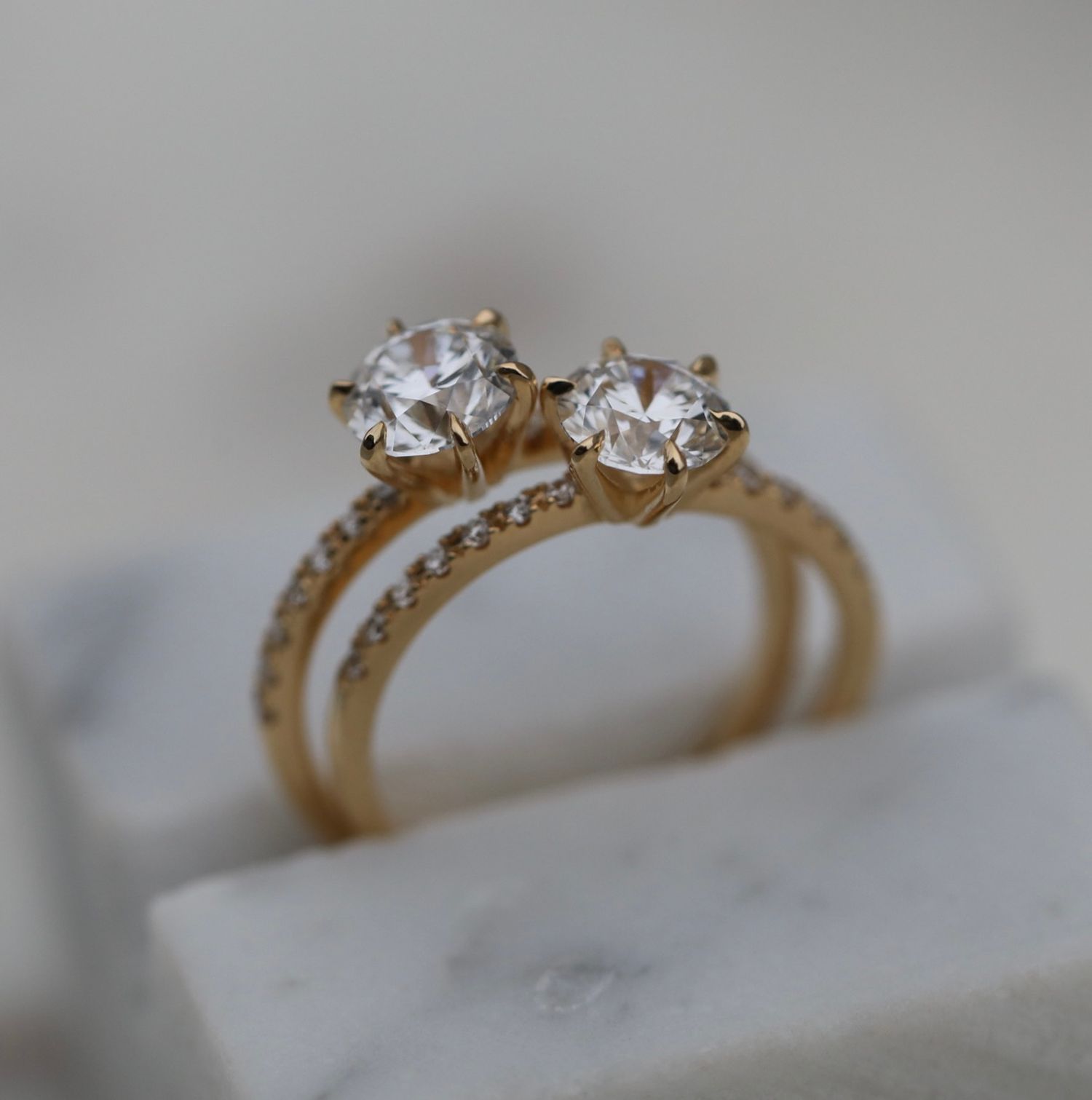 0.75 CT Round Cut Pave CVD E/VS1 Diamond Engagement Ring 9