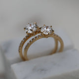 0.75 CT Round Cut Pave CVD E/VS1 Diamond Engagement Ring 9