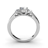 Round Cut  Three Stone Style Cubic Zirconia in 925 Sterling Silver Ring 4